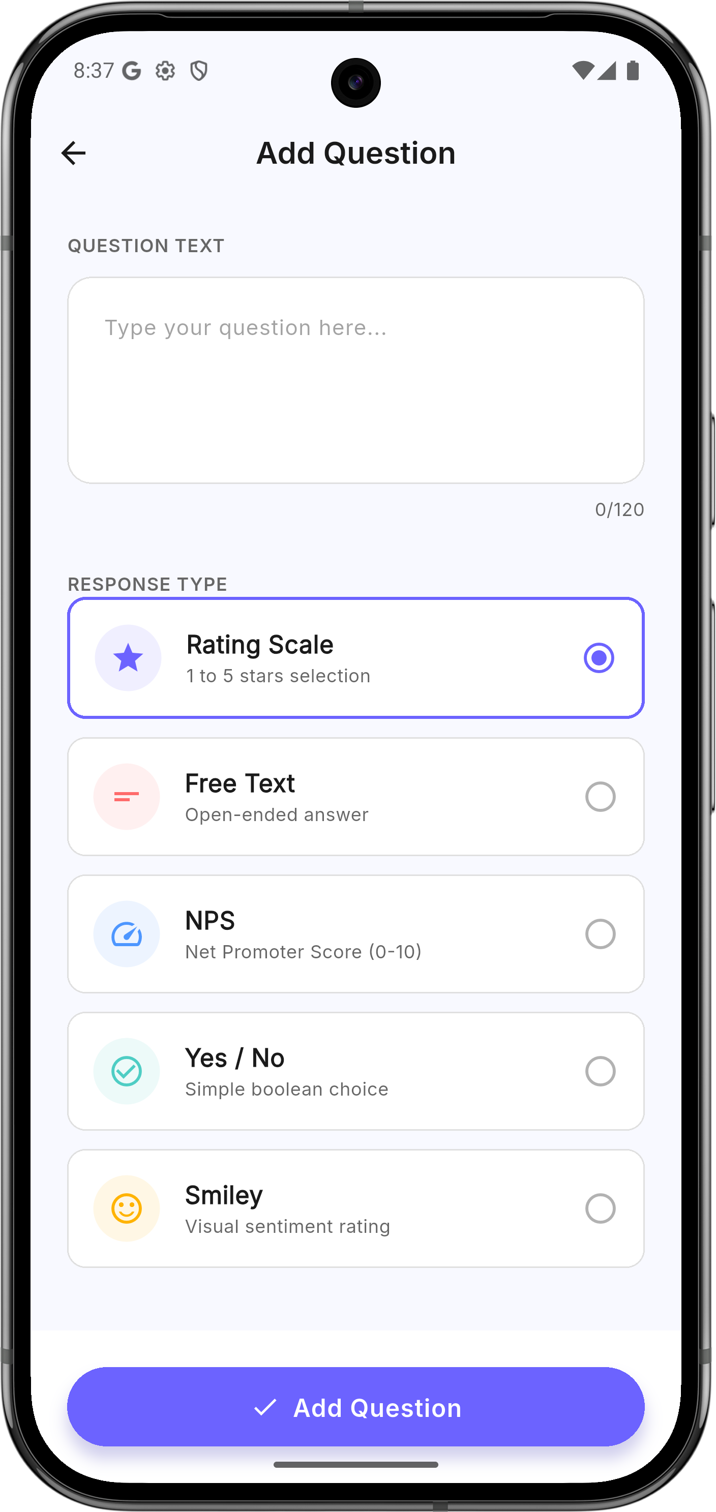 Adding a New Question